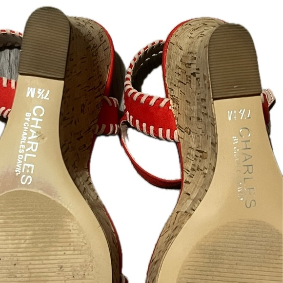 Charles by Charles David Red Wedge Sandals - Picture 9 of 12